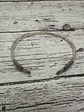 Minimalist Silver 925 Open Coil Cuff Bracelet - Women's Silver
